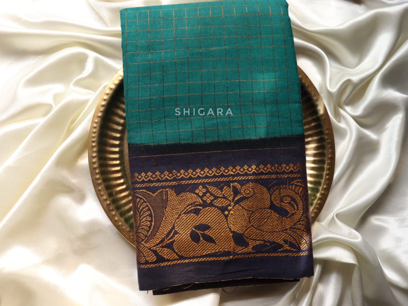 Teal Green Madurai Sungudi Saree